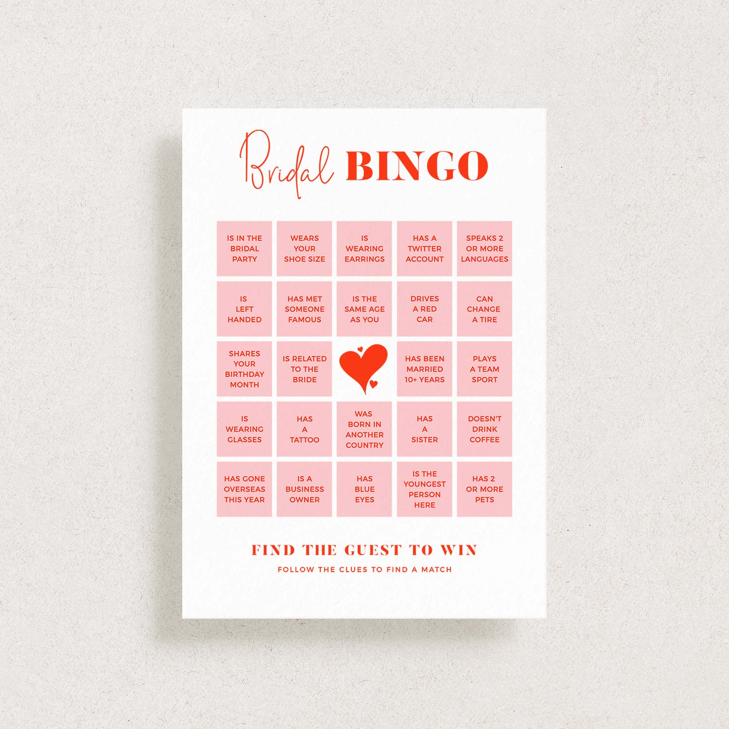 Bridal Shower Bingo Game Card Download, FLIRTY