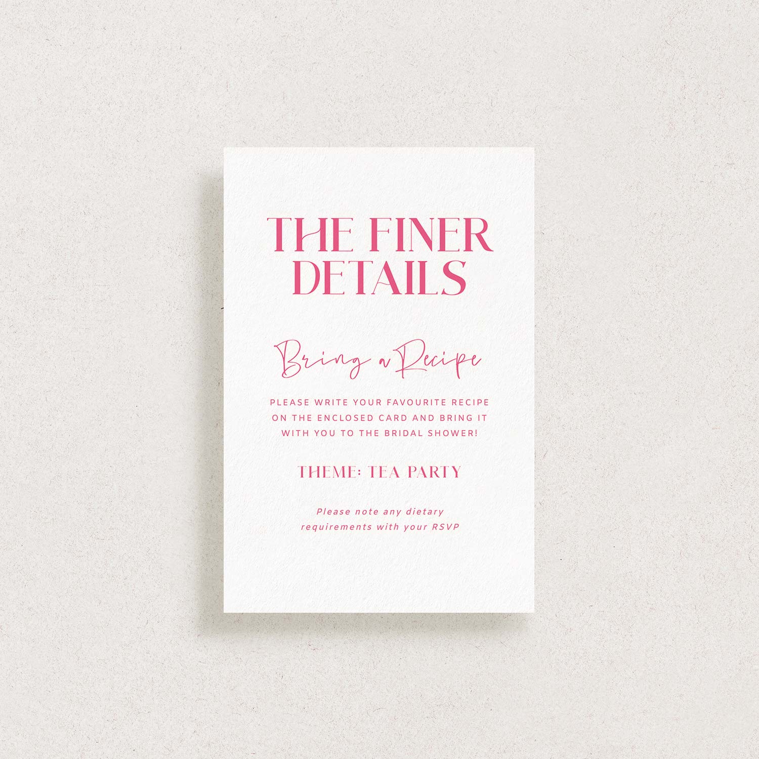 Bridal Shower Details Card Template, PRETTY IN PINK