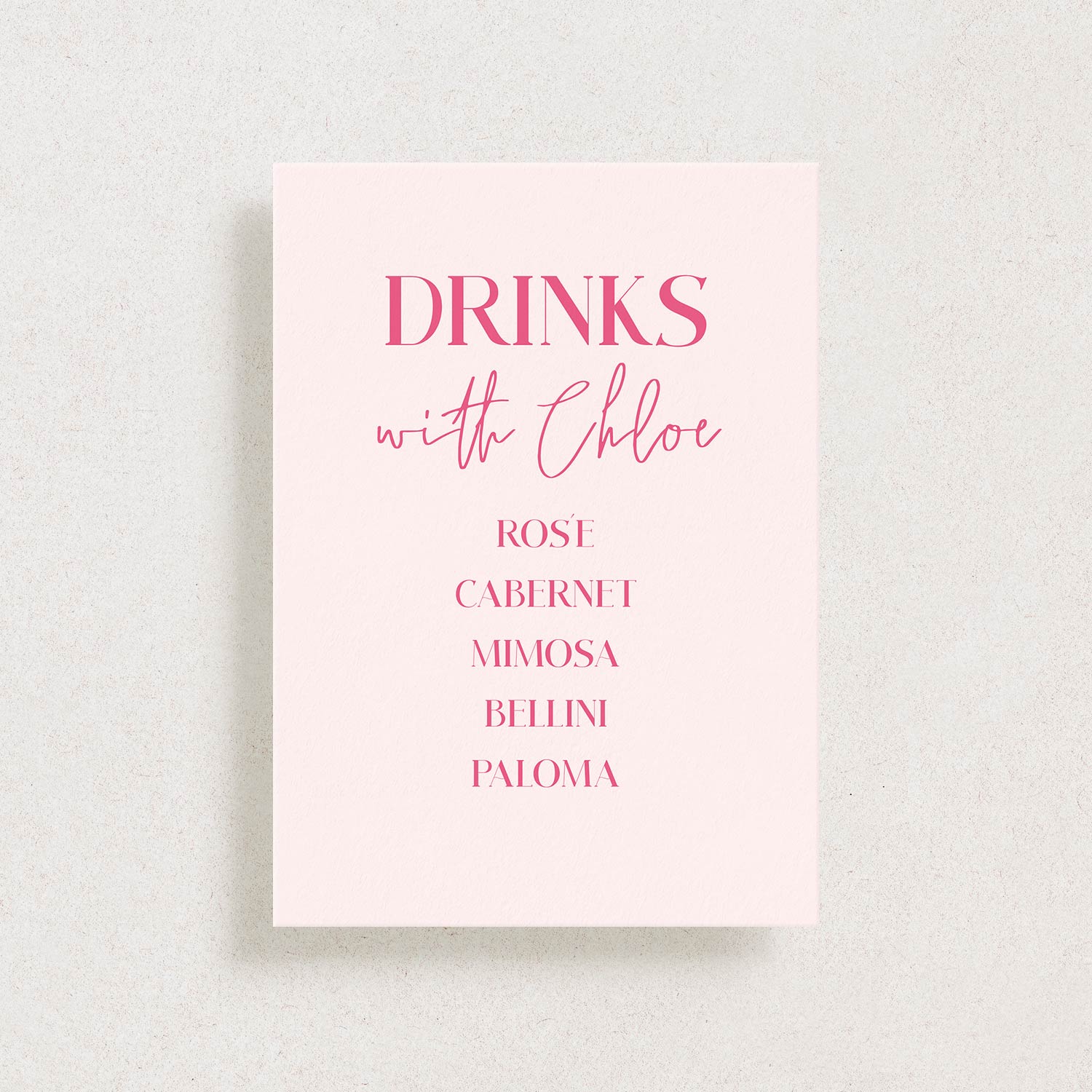 Drink With The Bride Sign, PRETTY IN PINK
