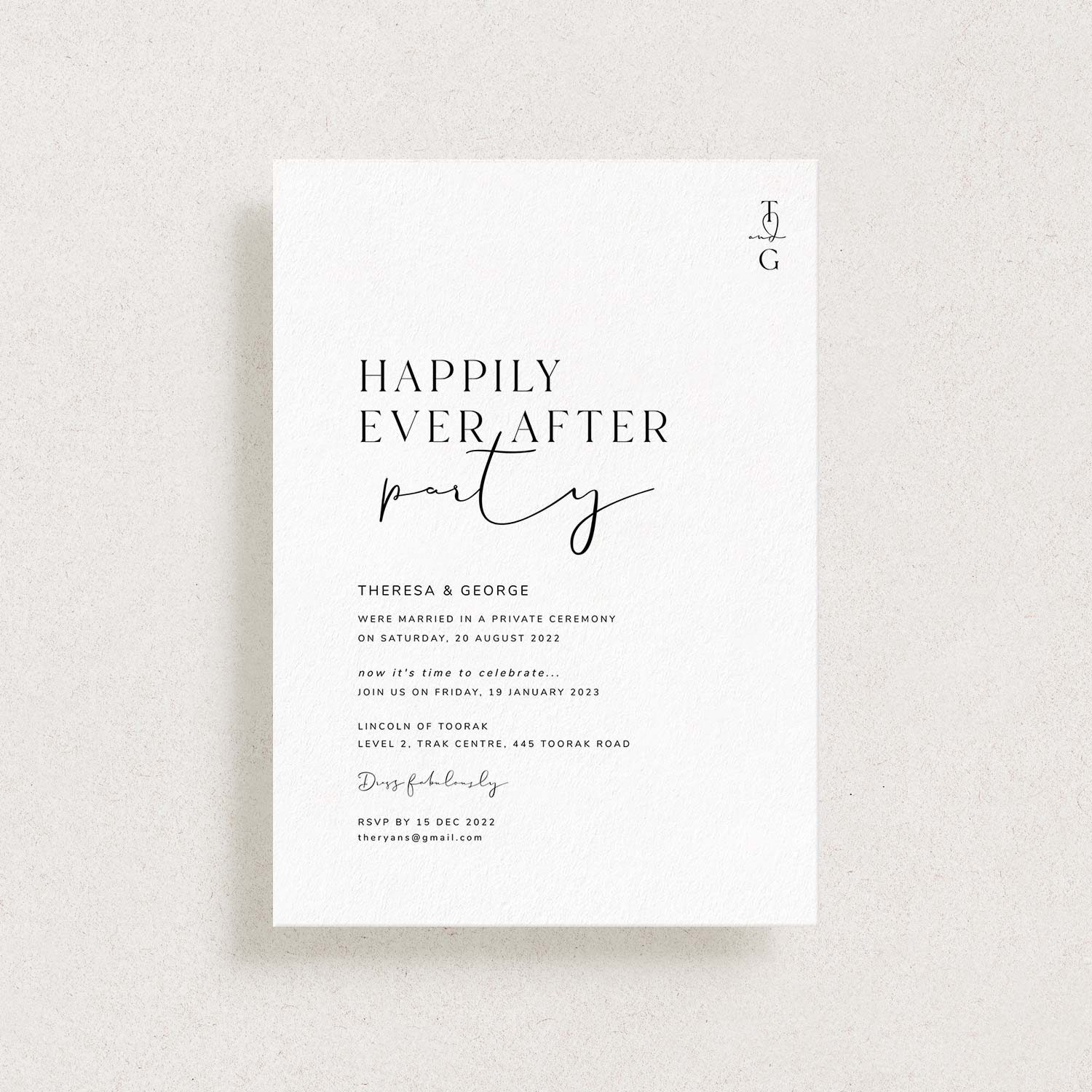 Happily Ever After Reception Invitation Template, MONOGRAM