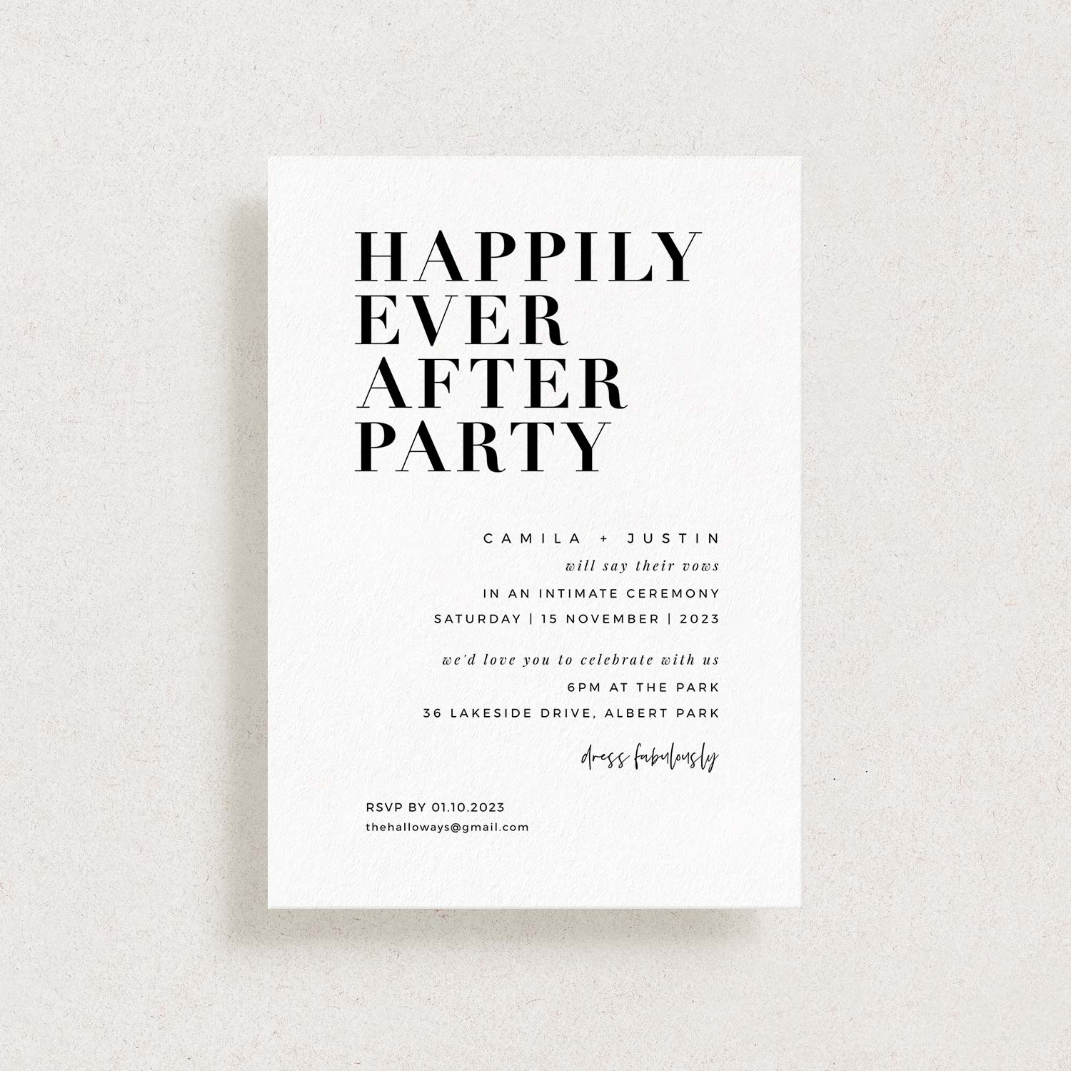 Happily Ever After Reception Invitation Template, WEEKEND IN PARIS