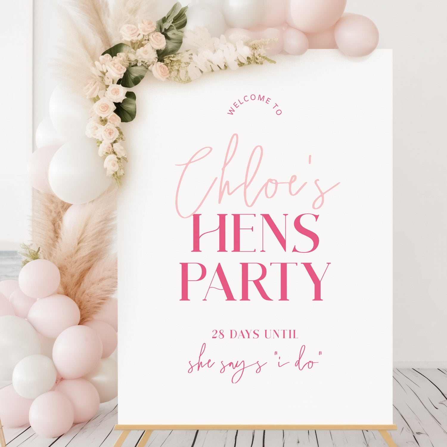 Hens Welcome Sign Template, Pretty In Pink