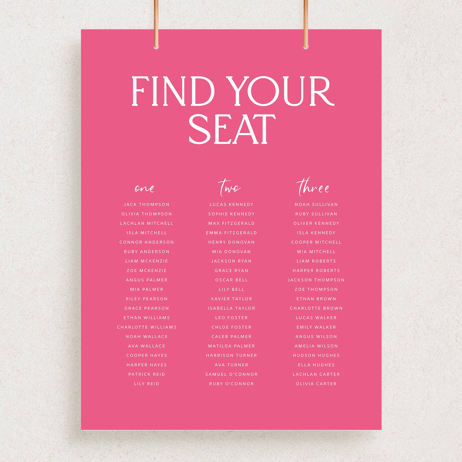 Hot Pink Seating Chart Download, ADORE