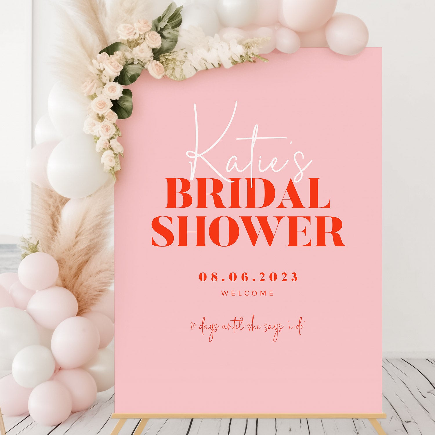 Pink Red Bridal Shower Welcome Sign Template, FLIRTY