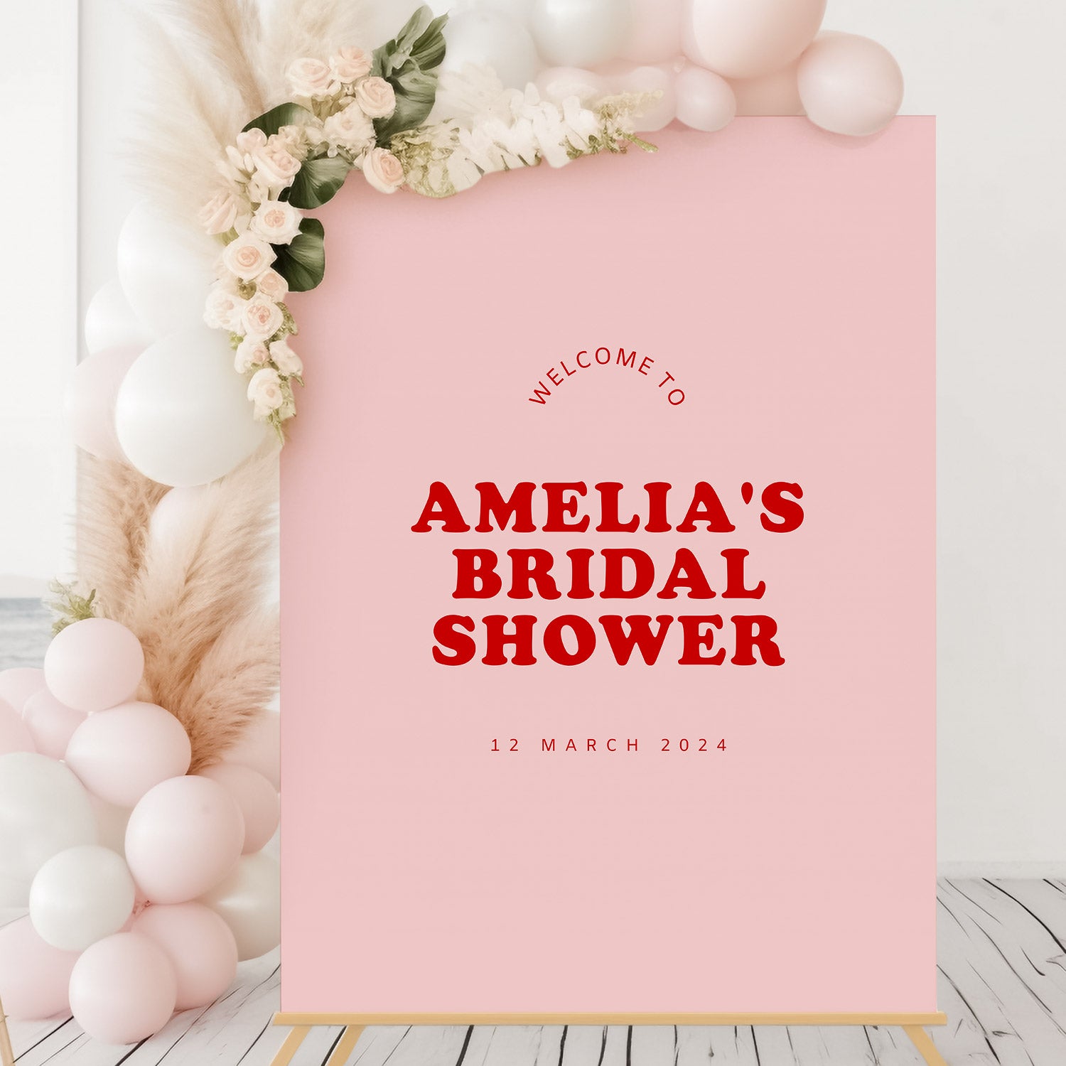 Pink Red Bridal Shower Welcome Sign Template, Sweet Thing