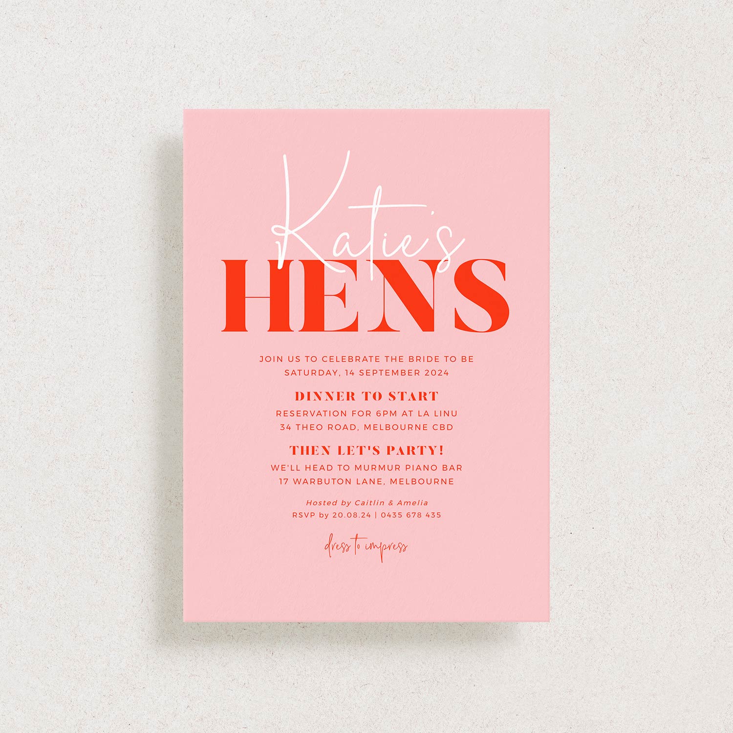 Pink Red Hens Party Invitation Download, FLIRTY