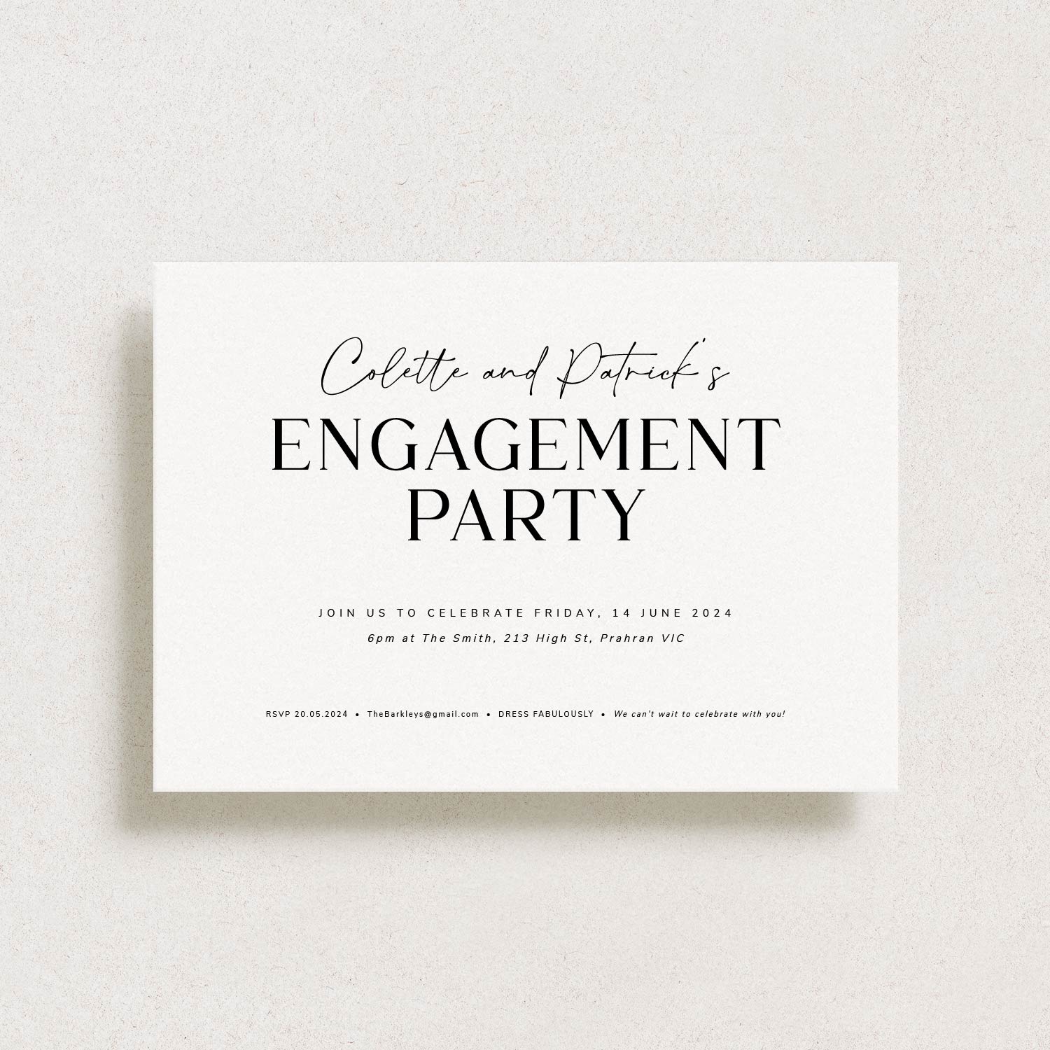 Printable Engagement Party Invitation, BELOVED