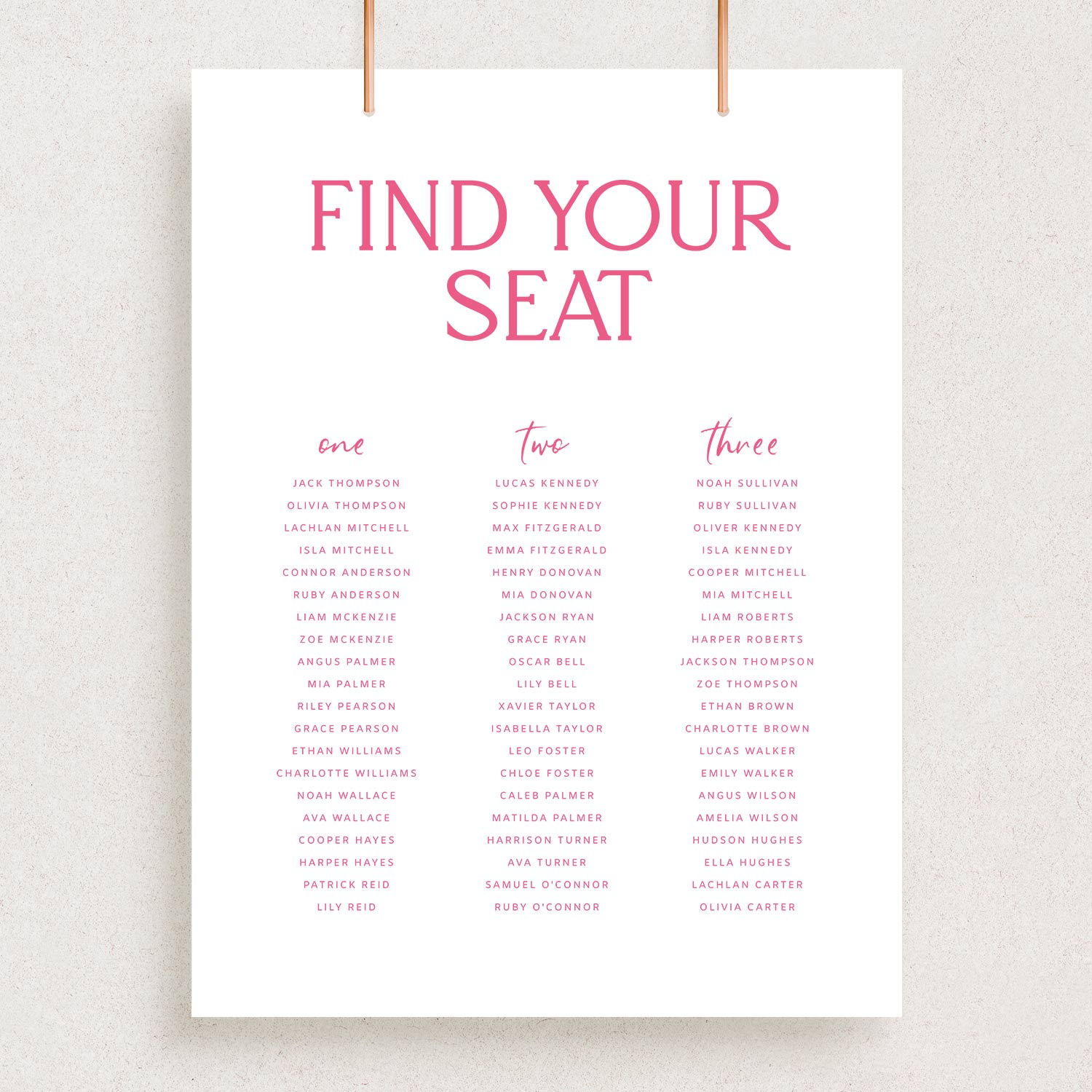 Printable Reception Seating Chart, ADORE