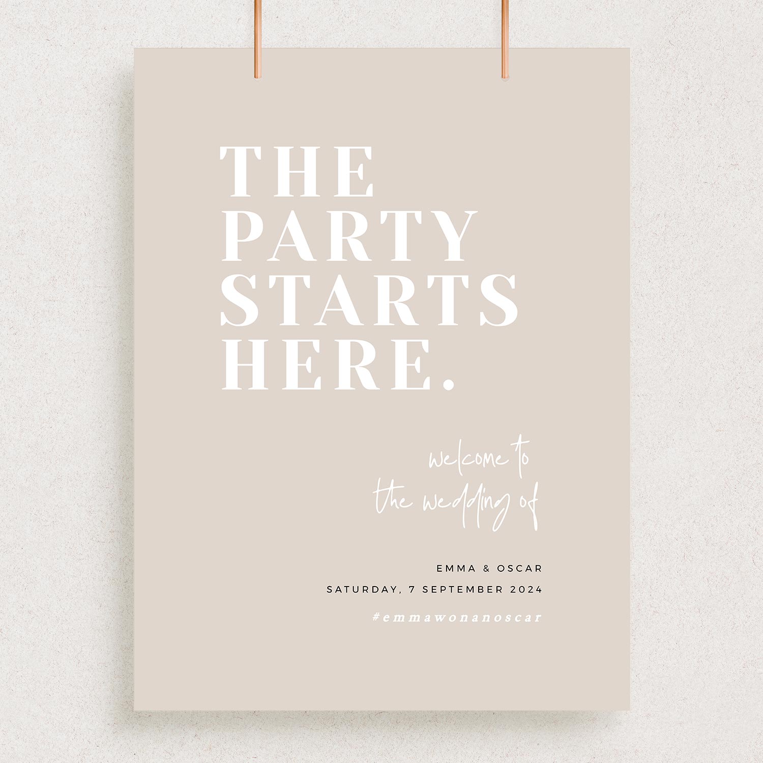 Printable The Party Starts Here Sign, Bonded By Love