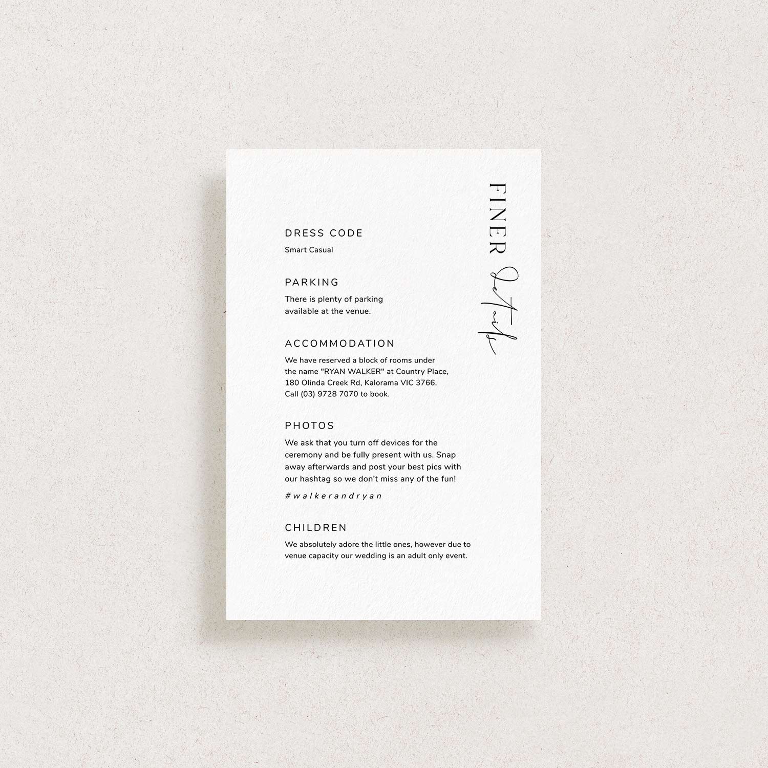 Printable Wedding Invitation Details Card, MONOGRAM