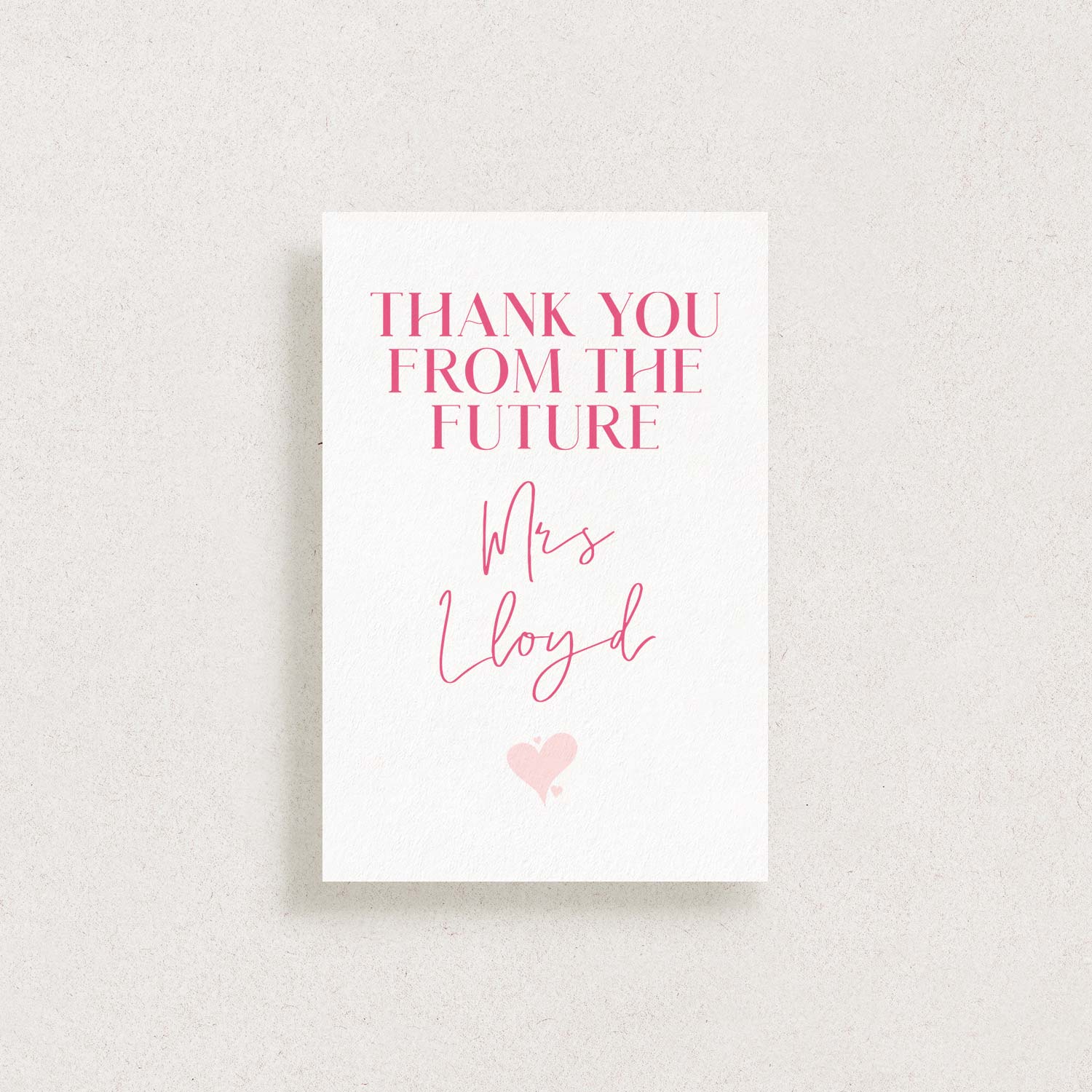 Thank You From The Future Mrs Thank You Card, PRETTY IN PINK