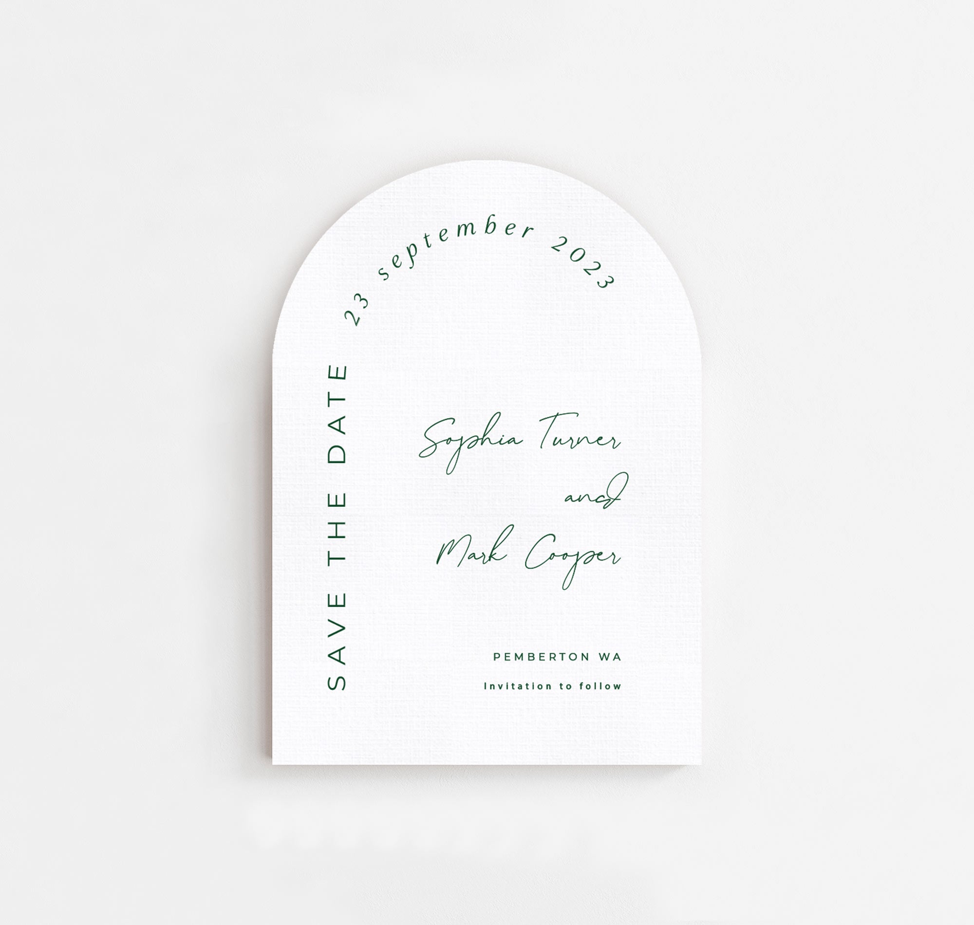 EUCALYPTUS Arch Save The Date White Linen