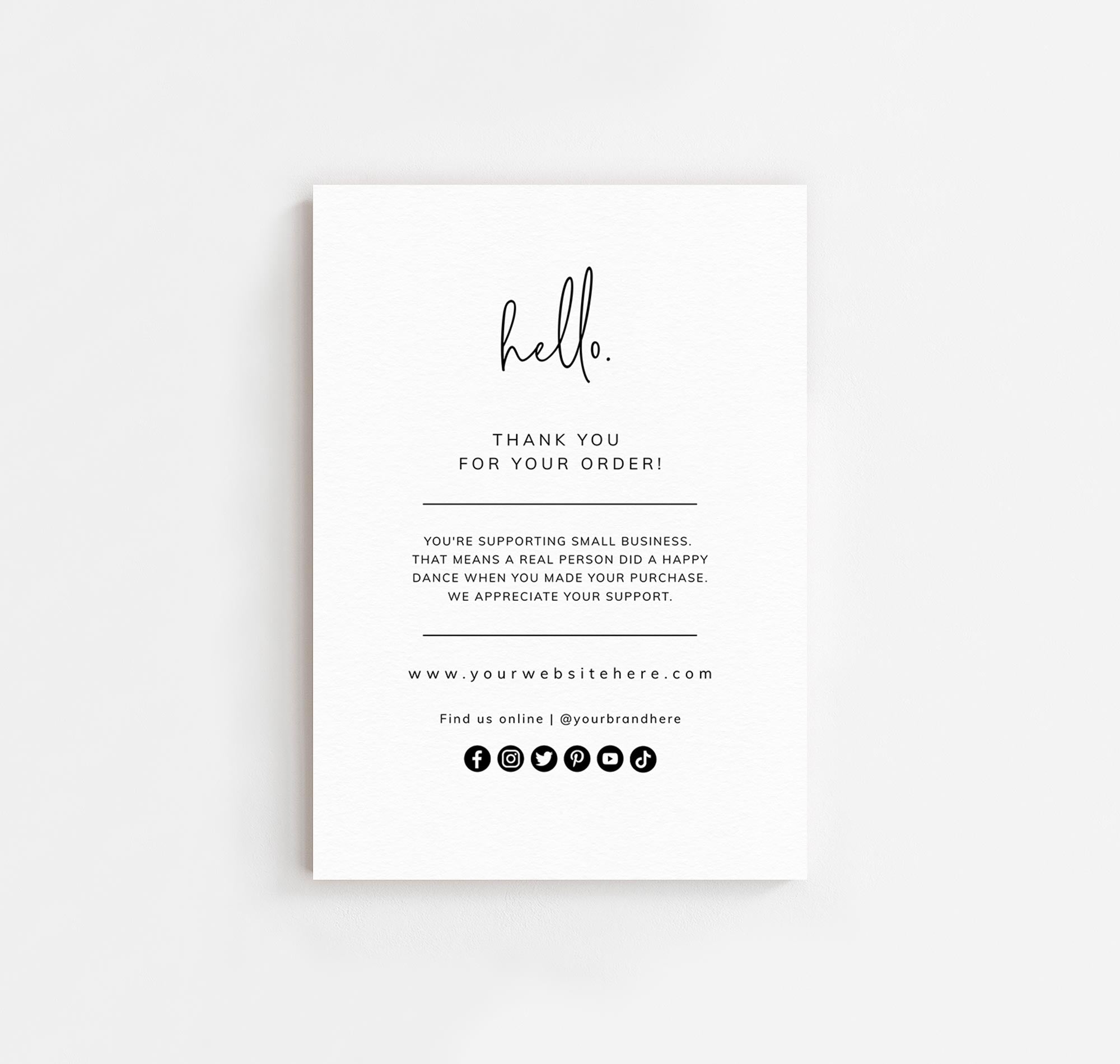 Printable Small Business Package Insert Card Template 002 Black